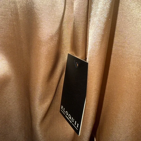 Eloquii One-Shoulder Satin like Dress in Gold NWT - Picture 2 of 12